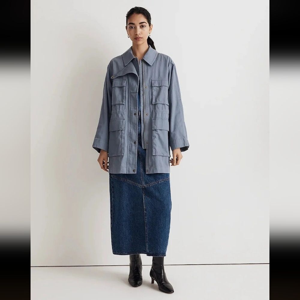 Madewell Womens Oversized Field Jacket in Slate Blue